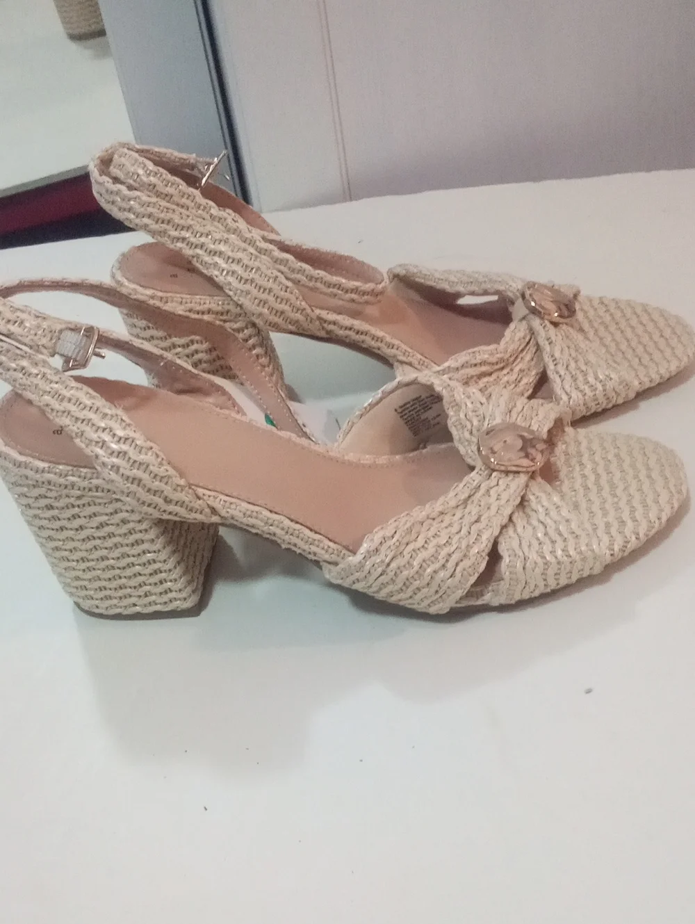 A New Day Woven Beige Open-Toe Slingback Heels Sz 8 NWT $45